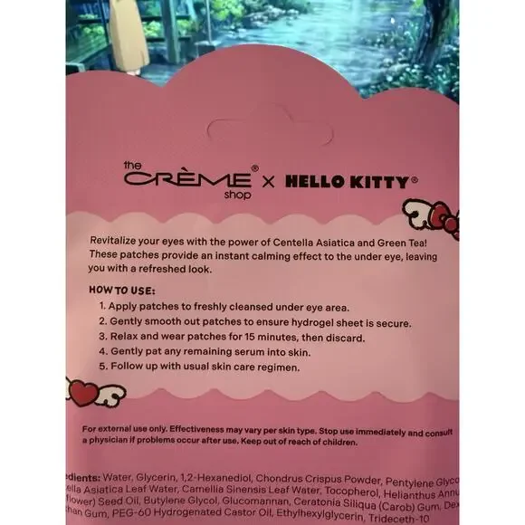The Creme Shop Hello Kitty Under Eye Patches Calming Hydrogel Green Tea Asiatica - Picture 7 of 9